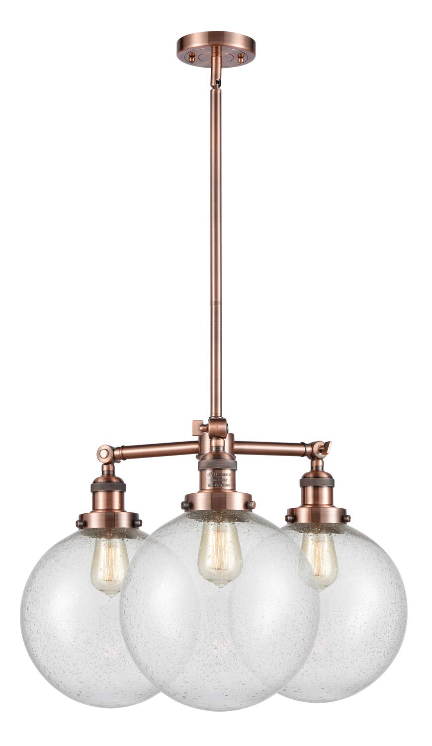 Franklin Restoration Collection Antique Copper 3-Light Chandelier - Extra Large Beacon Fixture for Dining Room, Foyer & Vintage Home Decor