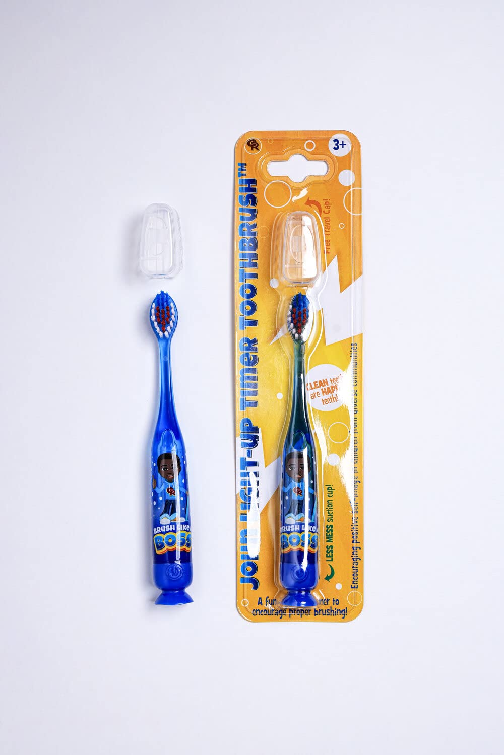Kids Light Up Timer Toothbrush with 60-Second Manual Timer, Soft Bristles & Suction Cup – Fun & Effective Brushing for Ages 3+ (Blue) – Perfect for Bathroom Counter or Travel