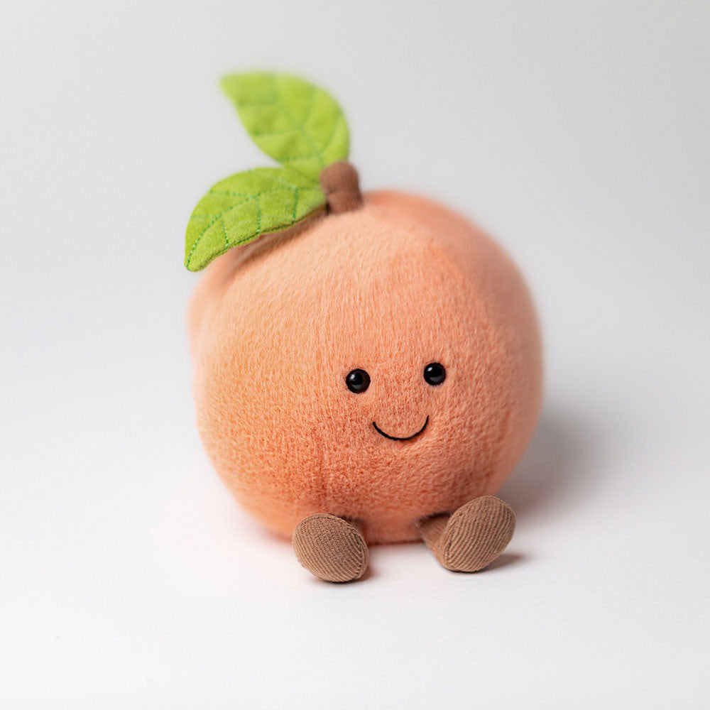 Amuseables Peach Plush Toy - Soft & Cute Stuffed Fruit for Kids & Adults - Perfect for Gifts, Room Decor, and Stress Relief