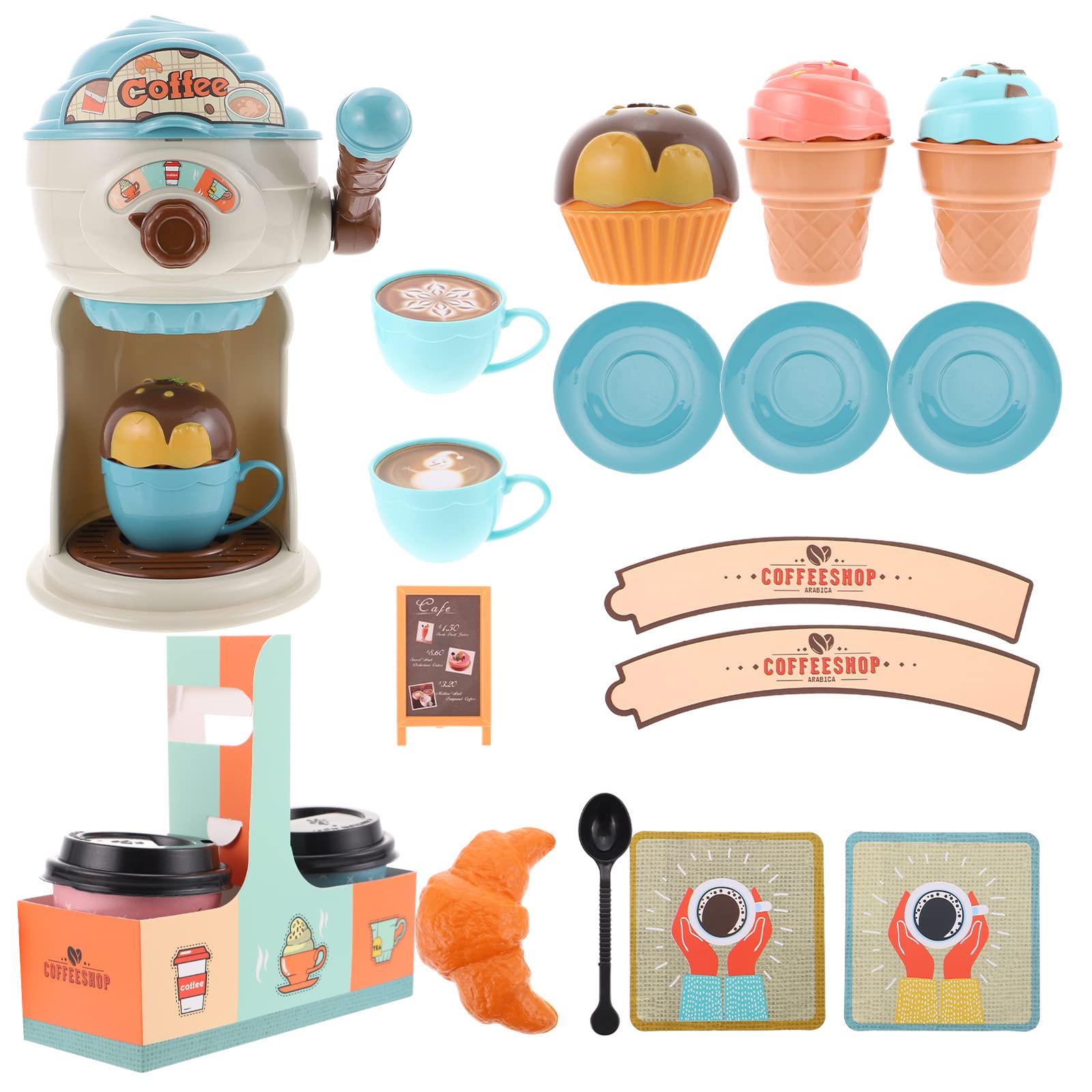 LUOZZY Mini Coffee Maker Toy Set for Kids - Pretend Play Kitchen Toy, Coffee Machine Playset for Birthday Party & Gift - Perfect for Role Play & Imaginative Fun