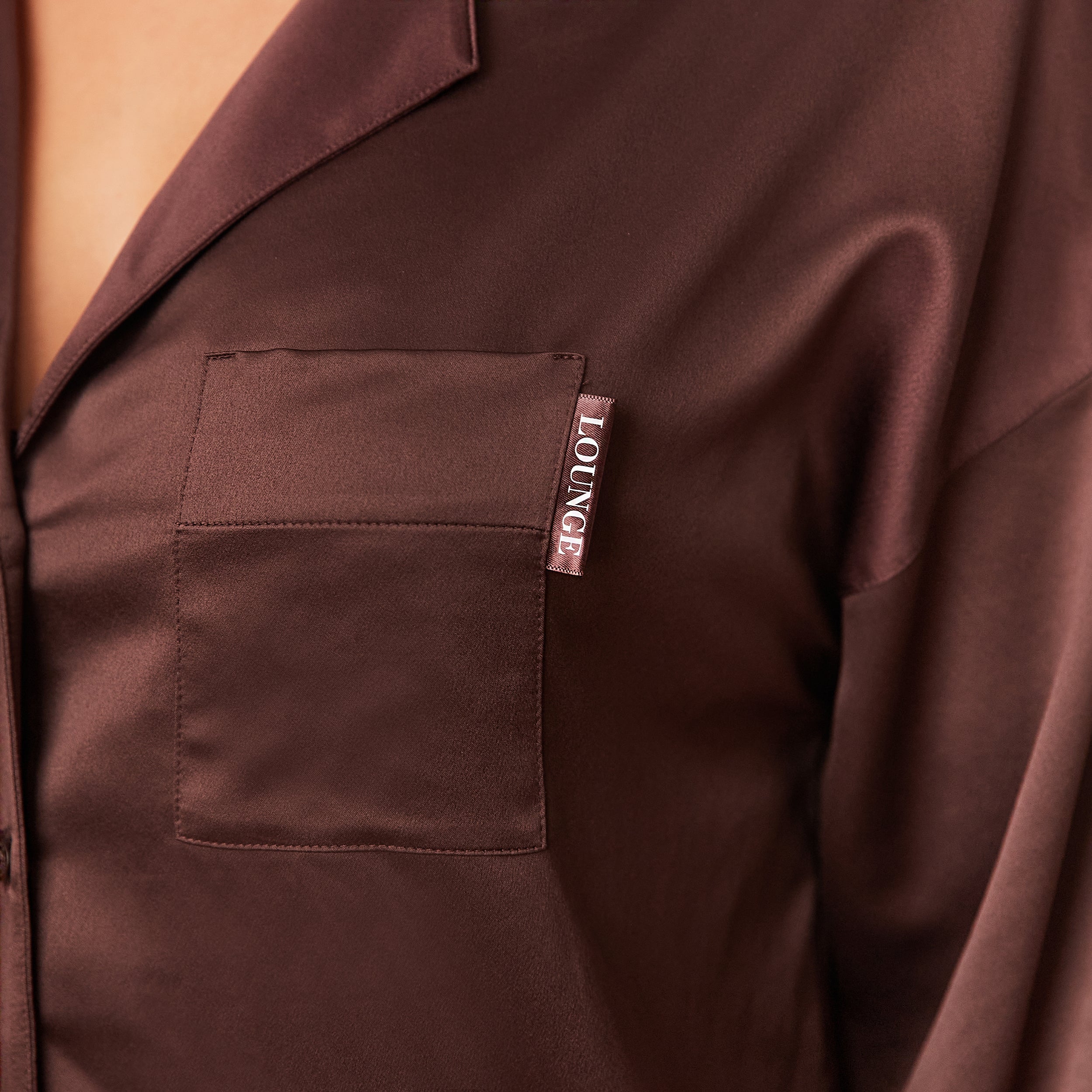 Classic Satin Pajama Shirt for Women - Soft & Comfortable Chocolate Brown Sleepwear - Perfect for Lounge, Sleep & Relaxation at Home