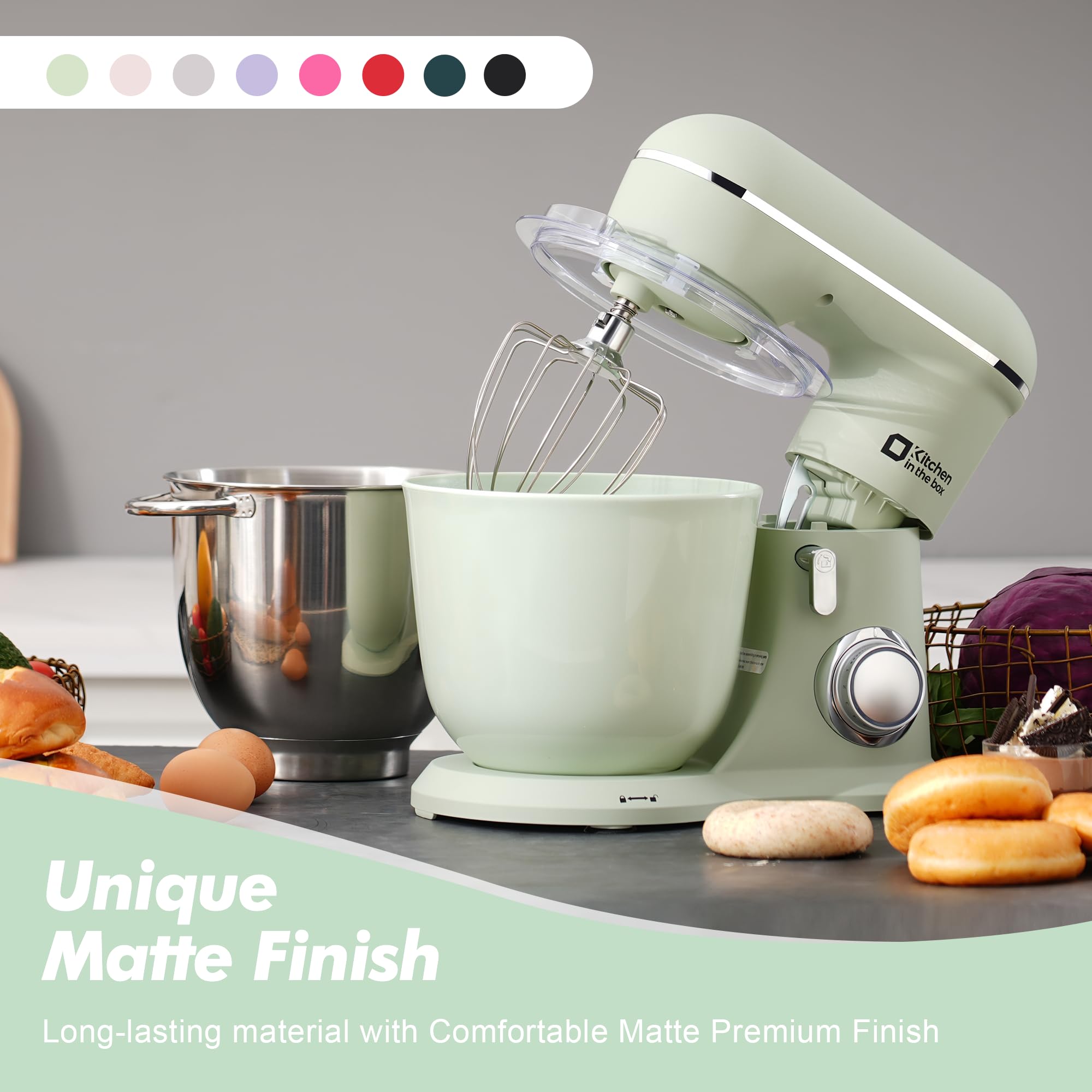 4.5QT+5QT Stand Mixer with 10 Speeds - Perfect for Baking & Cooking (Pastel Green)