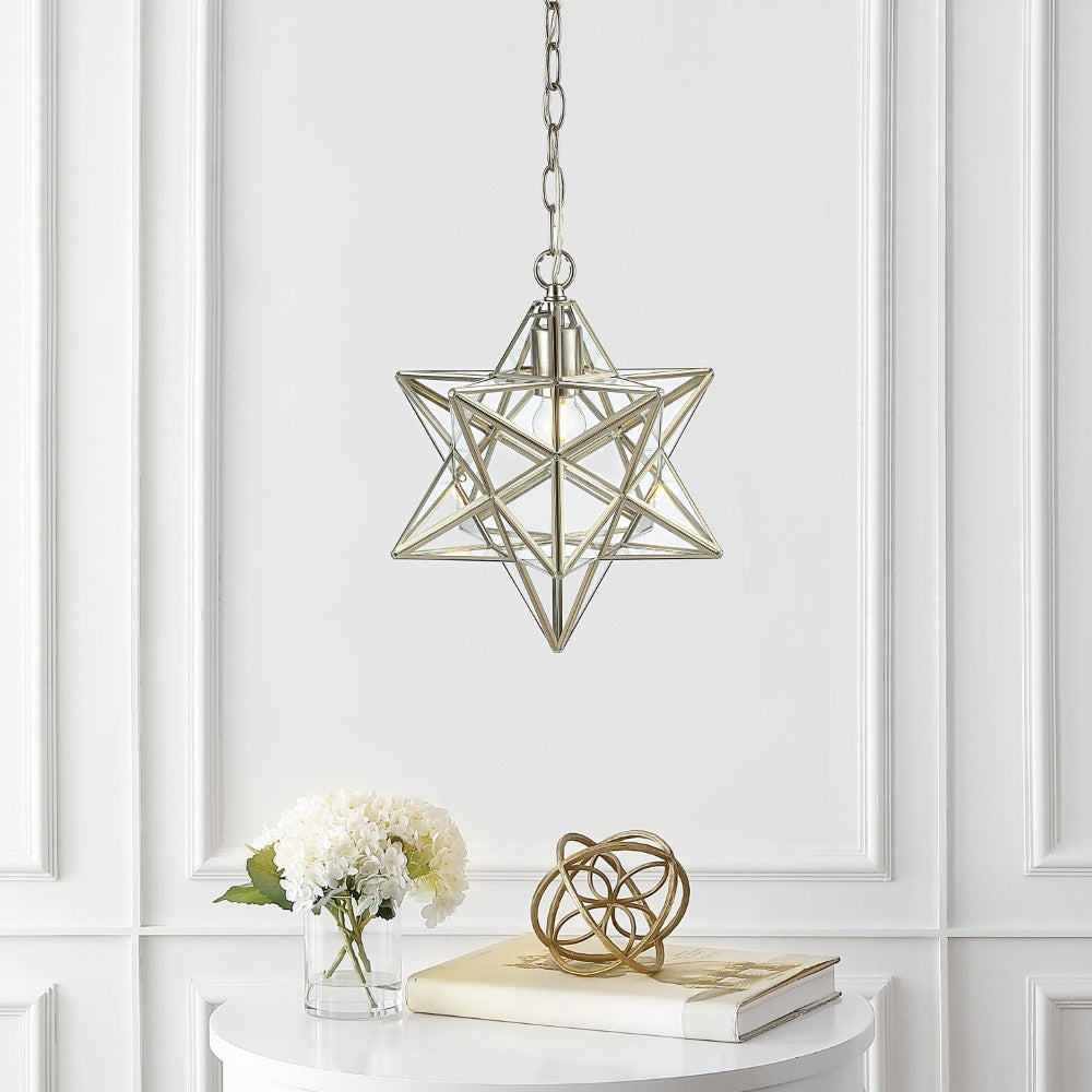Stellaa 12-Pack Moravian Star LED Pendant Lights - Metal & Clear Glass Christmas Decor for Home, Church, and Holiday Party Decorations