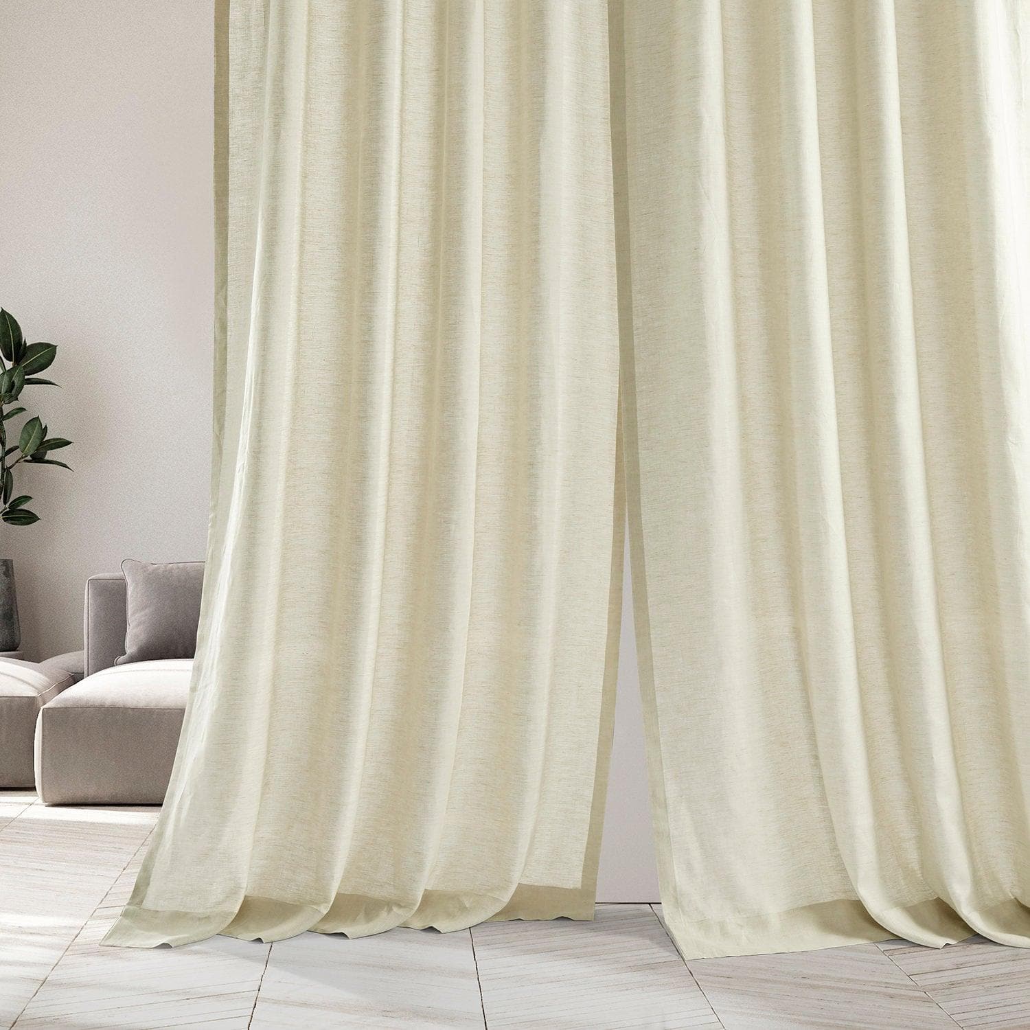 Premium Birch French Linen Curtains - Blackout Thermal Insulated Drapes for Living Room & Bedroom - Elegant Home Decor for Windows (50