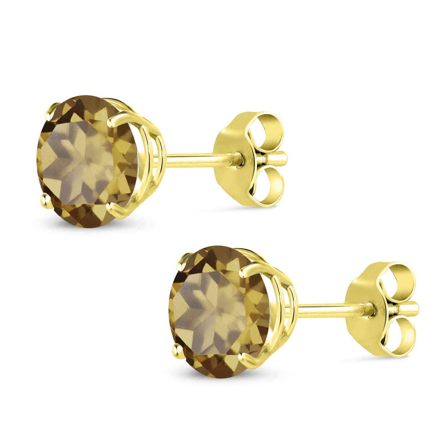 10K Yellow Gold Round 7MM Gemstone Birthstone Stud Earrings for Women & Men | Genuine Gemstone Jewelry | Perfect Gift for Birthday, Anniversary & Special Occasions