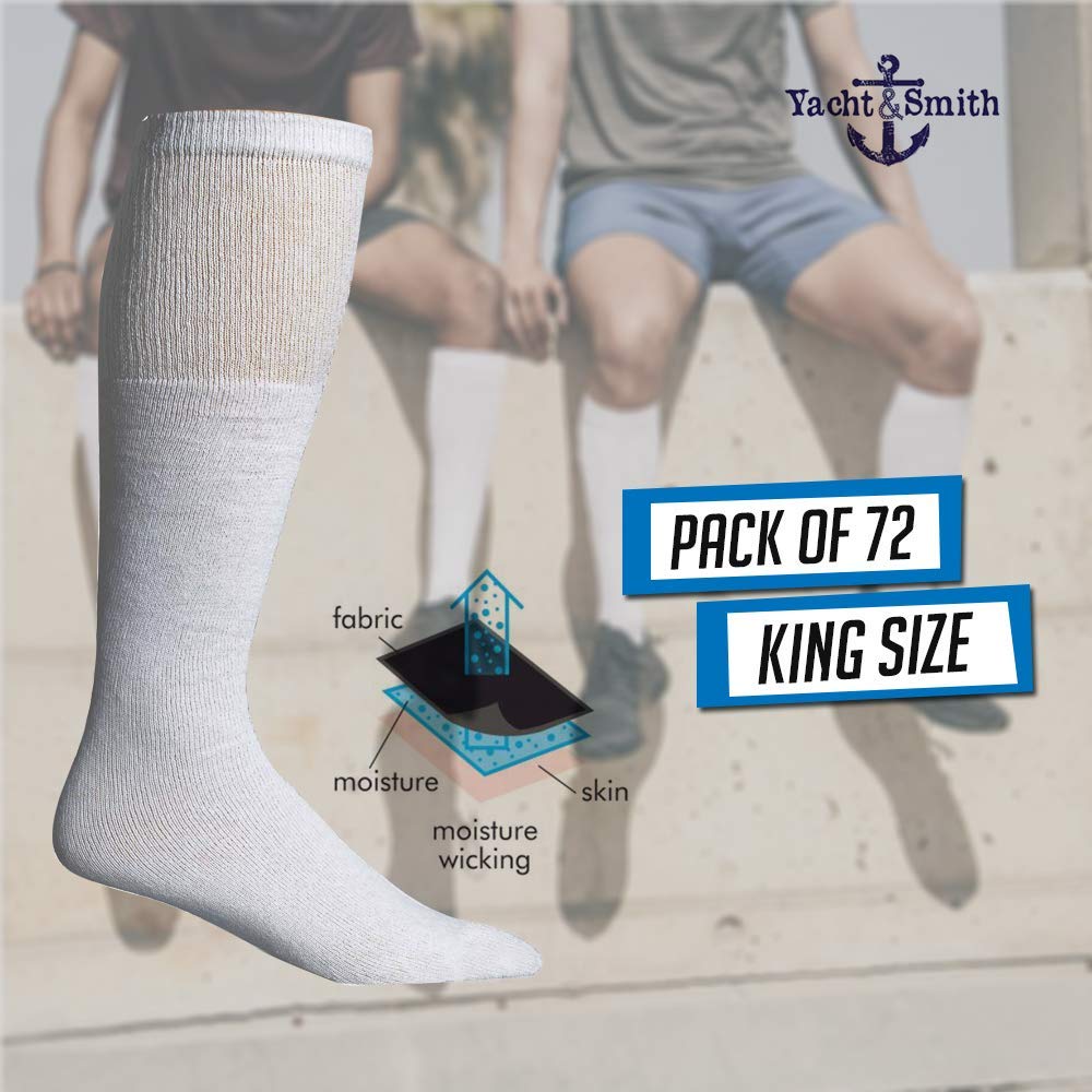 Yacht & Smith 28 Inch Men's Long Cotton Tube Socks - Bulk Wholesale (Size 10-13) - Perfect for Running, Basketball & Casual Wear