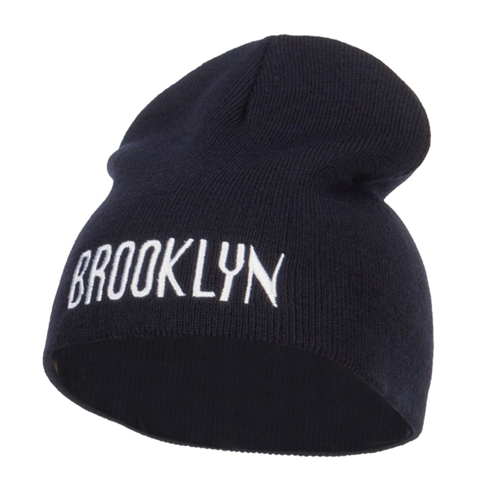 Brooklyn Embroidered Short Beanie - Winter Knit Hat for Men & Women - Cozy Casual Beanie for Outdoor Activities, Sports & Streetwear Fashion
