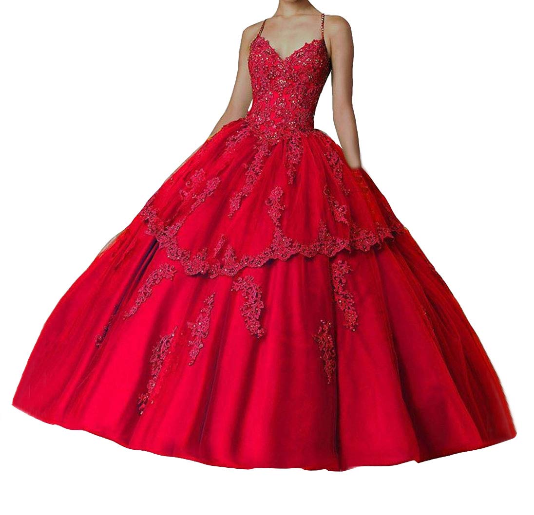 Emanni Women's Sweetheart Quinceanera Dress with Lace Appliques & Crystal Details - Fuchsia Ball Gown for Sweet 16, Prom, Quinceañera & Formal Events
