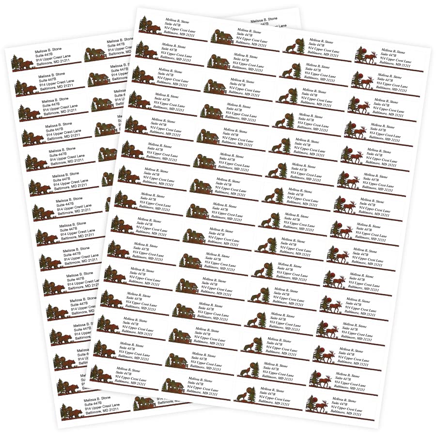 Country Lodge Landscape Assorted Sheeted Address Labels - Self-Adhesive Mailing Stickers for Envelopes, Packages & Invitations - Perfect for Home, Office & Wedding Use