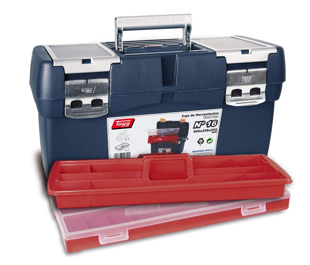 TAYG-TOOLBOX2 Heavy Duty Metal Tool Box with Lockable Lid - Portable Tool Storage Organizer for Mechanics, Electricians & DIY Projects - Perfect for Garage, Workshop & Job Site Use