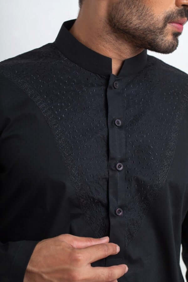 Stylish Black Cotton Kurta for Men | Comfortable & Breathable Indian Traditional Wear | Perfect for Festivals, Weddings & Casual Outings