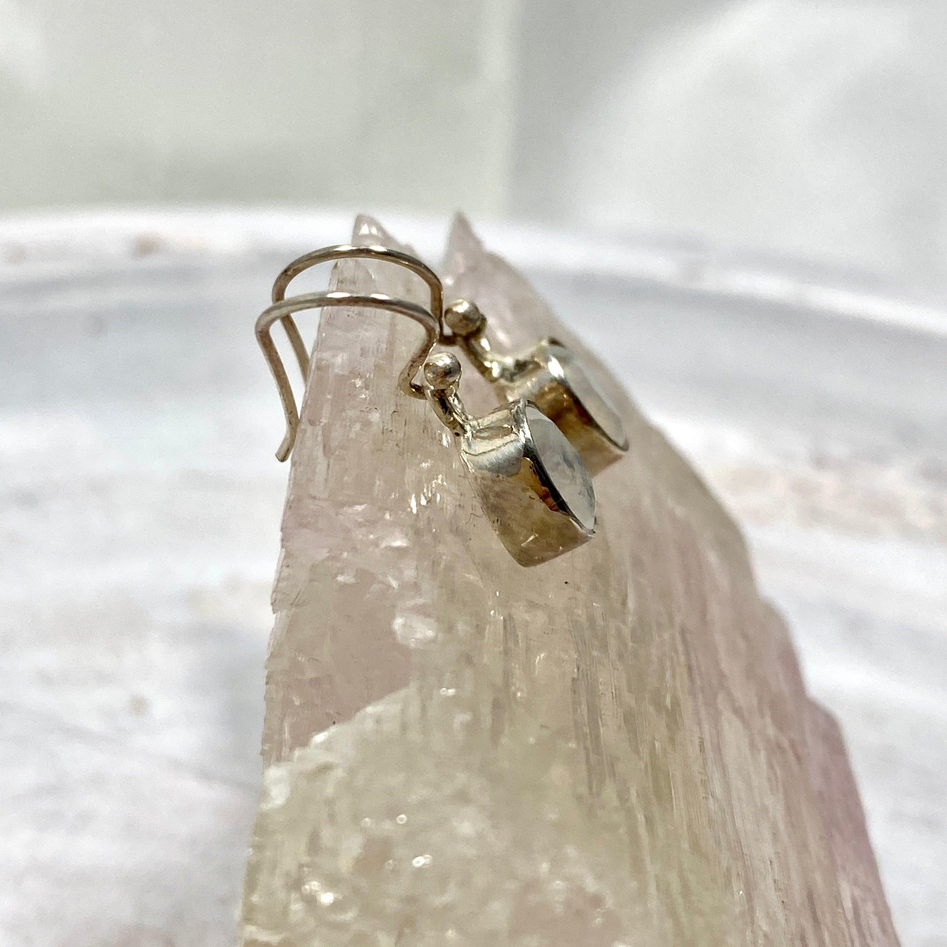Moonstone Petite Oval Faceted Earrings R2363 MSO – Elegant Dainty Jewelry for Women, Perfect for Weddings, Parties & Everyday Wear