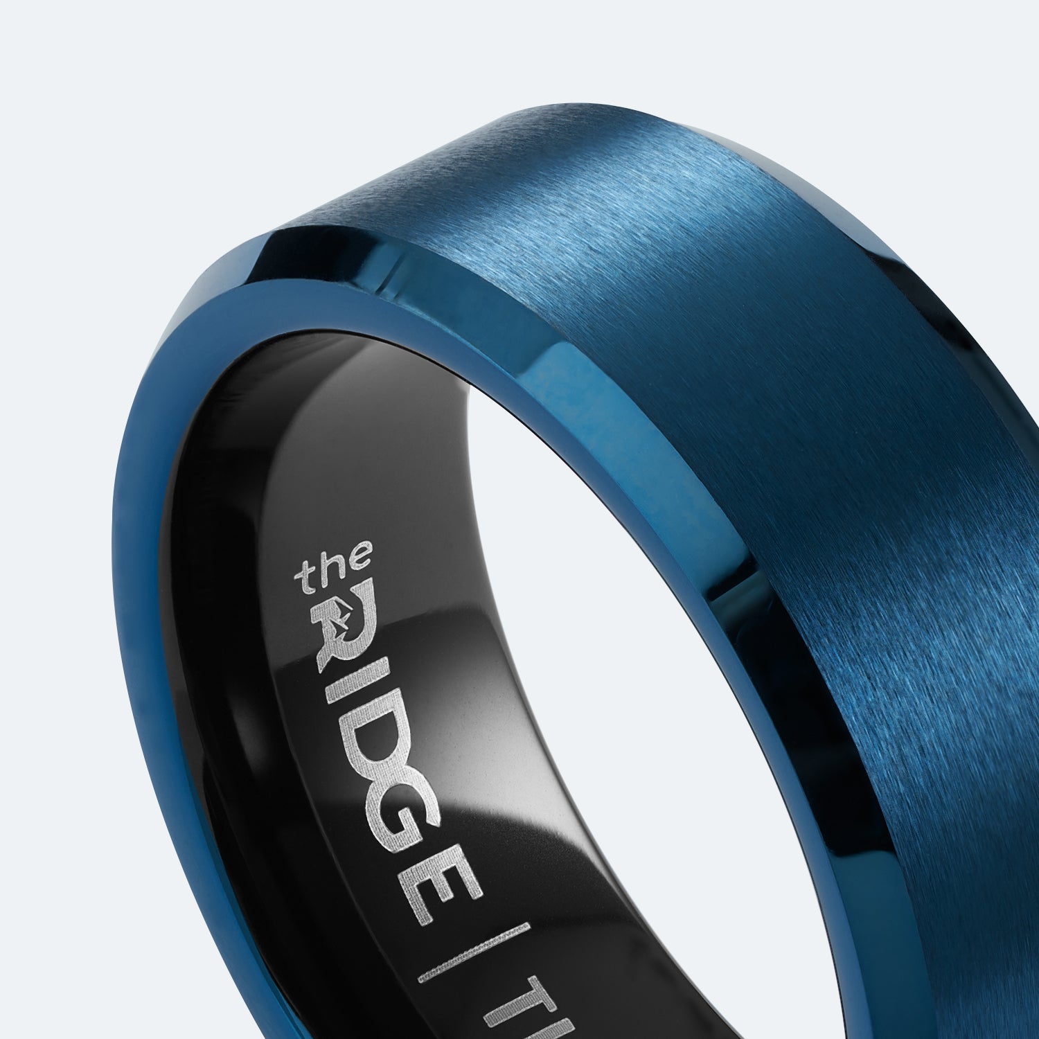 Ridge 8mm Beveled Wedding Ring Set in Alpine Navy - Durable Tungsten Carbide Band for Men & Women - Perfect for Engagement, Anniversary & Everyday Wear
