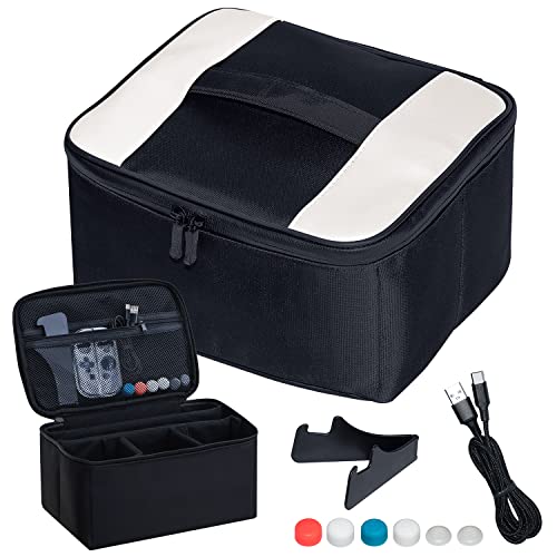 Premium Nintendo Switch Carrying Case - Durable Travel Storage Bag for Switch Console & Accessories, Portable Protective Case (White) - Perfect for Gaming On-The-Go & Travel Protection