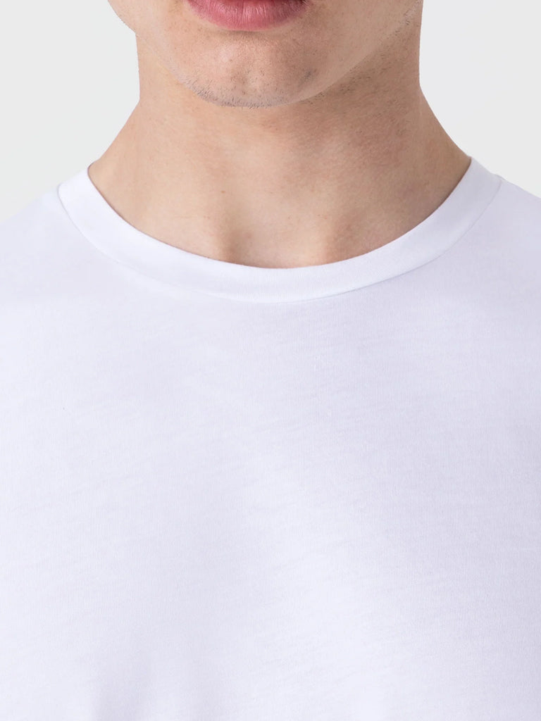 Sunspel Riviera White T-Shirt for Men - Premium Cotton Casual Tee for Summer, Travel & Everyday Wear