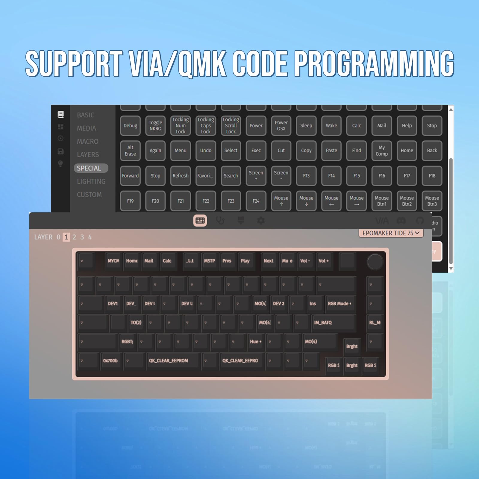 EPOMAKER Tide75 QMK/VIA Wireless Gaming Keyboard - 75% Aluminum Mechanical Keyboard with Programmable Creamy Keys, Bluetooth/2.4Ghz/USB-C Connectivity, FR4 Plate for Windows & Mac (Blue, Lemon Switch) - Perfect for Esports, Office Work & Typing Enthusiasts