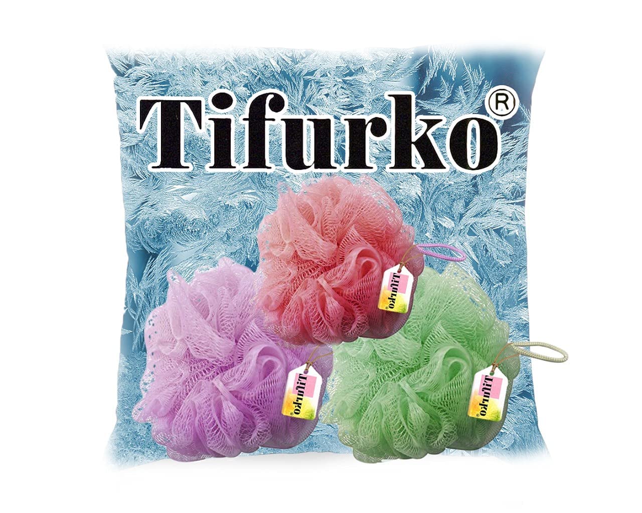 Tifurko Round Loofah Sponge for Shower - 4 Pack Exfoliating Body Scrubber & Bath Puff - Soft & Durable for Gentle Skin Cleansing - Perfect for Daily Shower, Spa & Exfoliation Routine