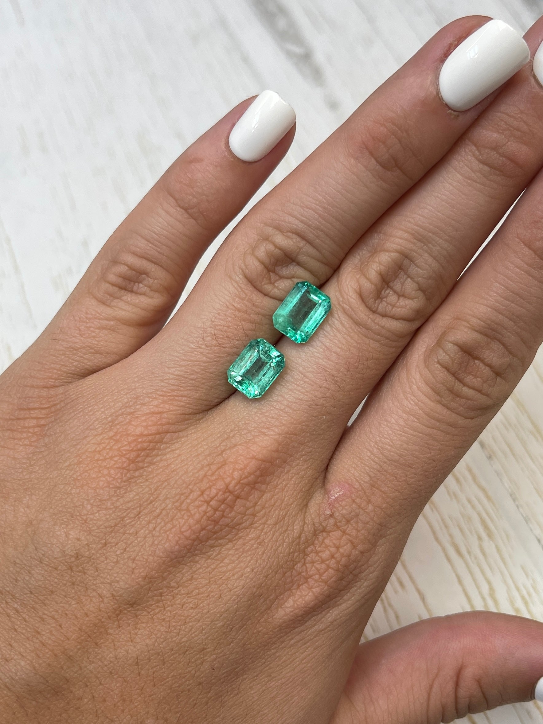 6.63tcw 10x8mm Matching Pair Loose Colombian Green Emeralds - Emerald Cut Gemstones for Jewelry Making, Engagement Rings & Luxury Gifts