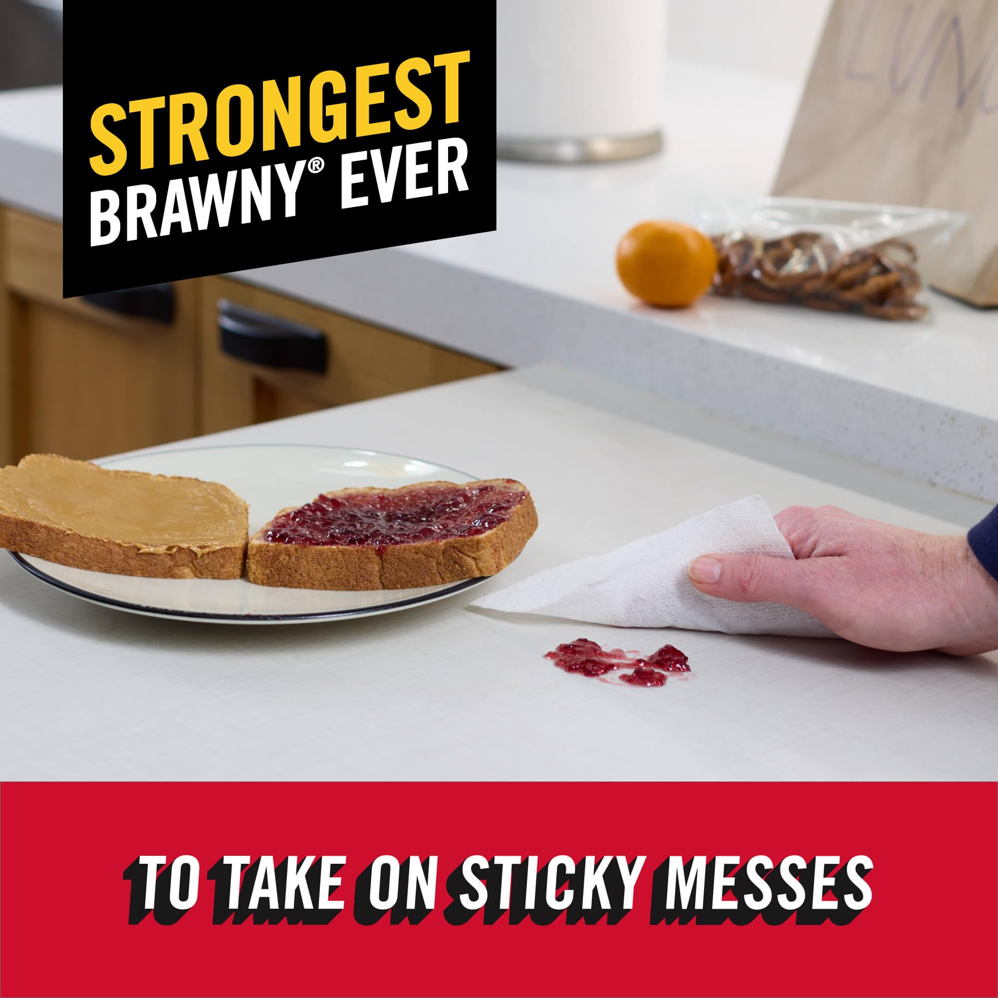 Brawny Tear-A-Square Paper Towels - 6 Triple Rolls (18 Regular Rolls) | Ultra-Absorbent, Strong & Durable | Perfect for Kitchen Cleaning, Spills & Household Messes