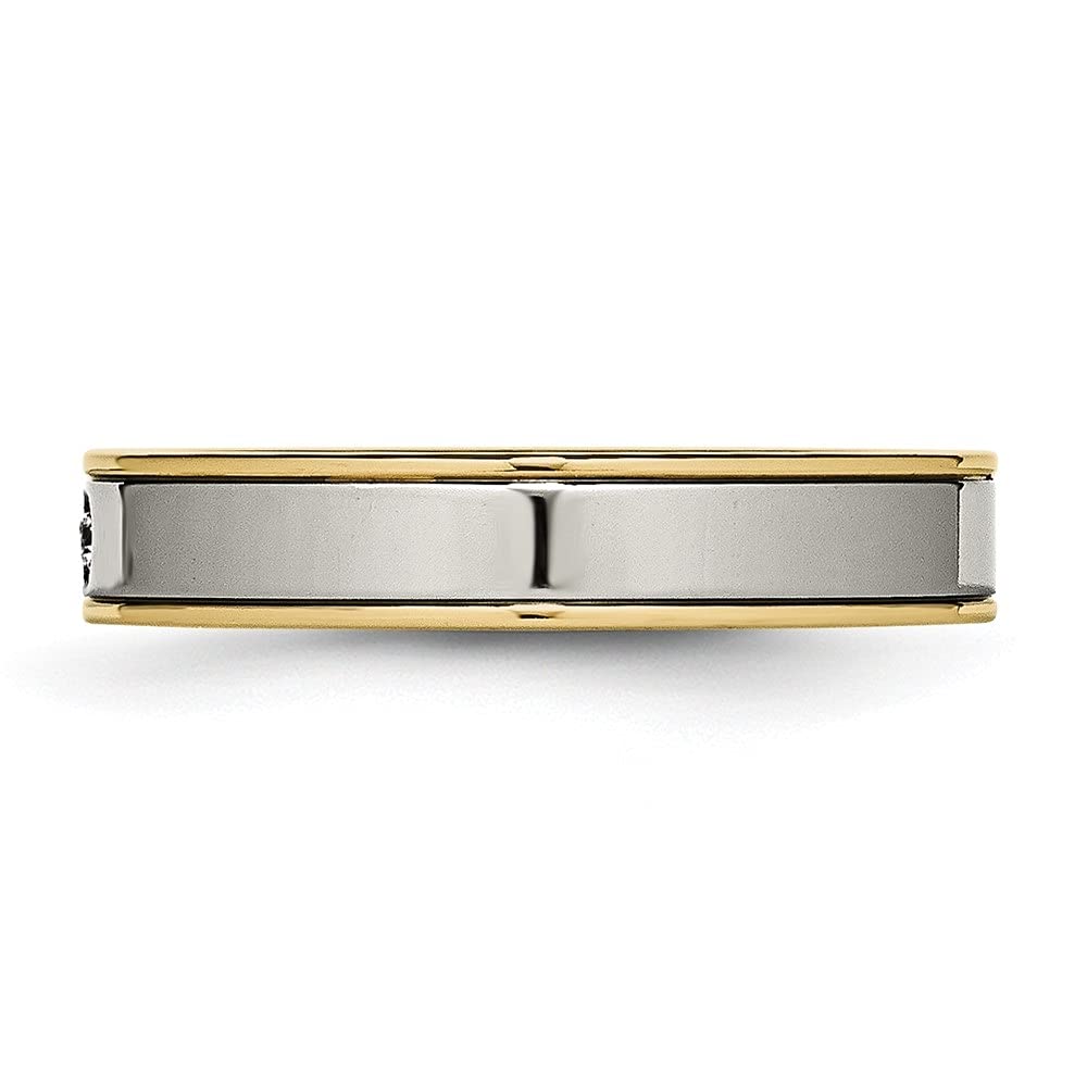Titanium 5mm Yellow IP Grooved Comfort Fit Cubic Zirconia Wedding Band for Men & Women - Perfect for Engagement, Anniversary & Everyday Wear