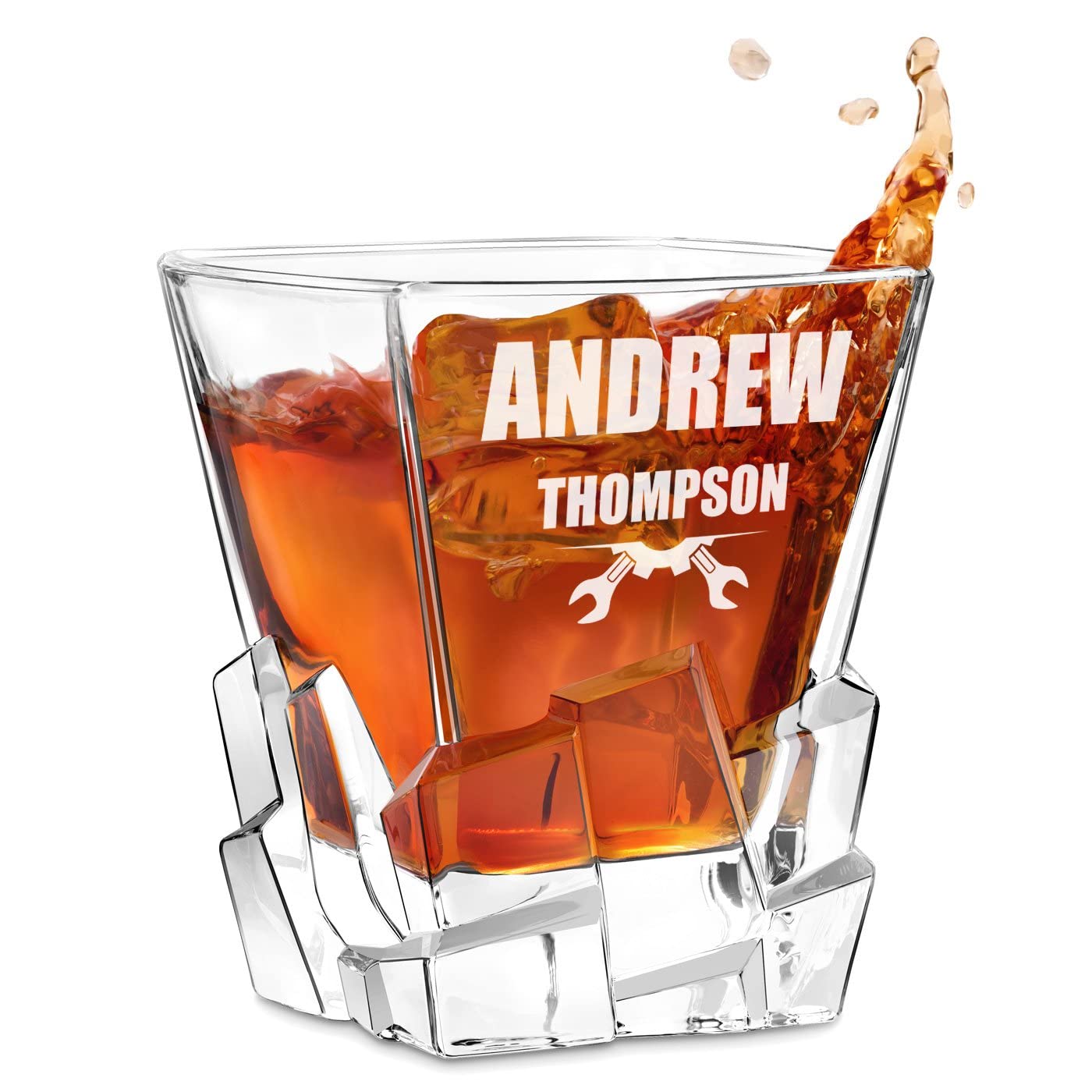 Premium Personalized Engraved Whiskey Glass Set for Men - Modern & Elegant Barware Gift for Whiskey Connoisseurs - Birthday, Anniversary & Father's Day Present - Perfect for Home Bars, Parties & Special Occasions