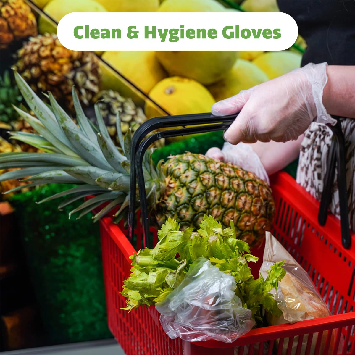 Disposable Vinyl Gloves Powder Free Latex Free - 100 Pack Clear Plastic Gloves for Cooking, Cleaning, Food Handling & Medical Use - Comfortable Protective Gloves for Kitchen, Salon, Healthcare & Lab Work