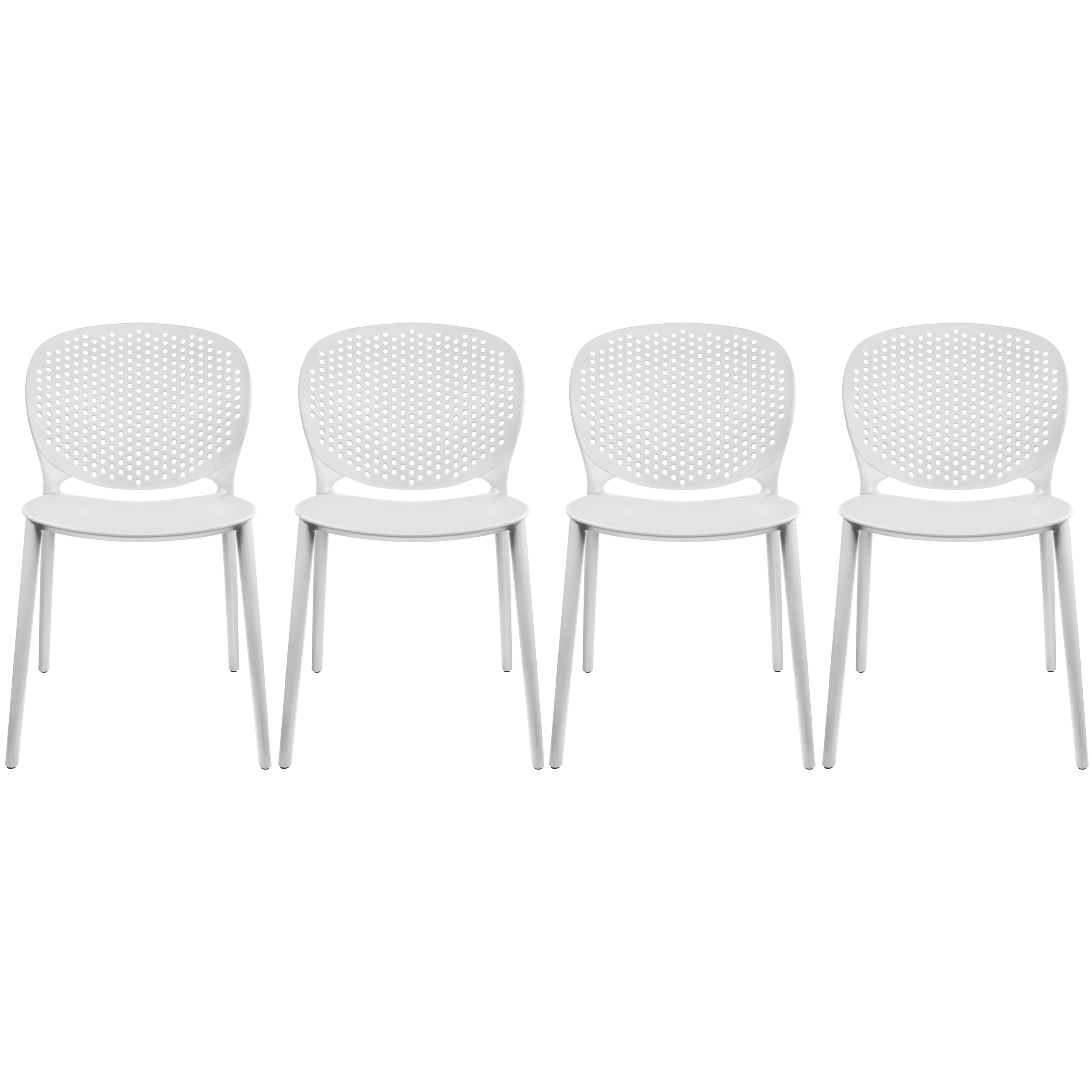 2-Pack Modern Stackable Patio Chairs Set of 4 - White Outdoor Dining Chairs for Poolside, Restaurant, Kitchen & Living Room - Indoor/Outdoor Use for Home & Commercial Spaces