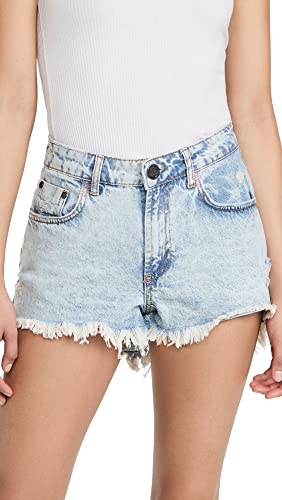 One Teaspoon Women's Circus Blue Bonita High Waist Denim Shorts | Vintage Distressed Denim Cutoffs | Perfect for Summer, Beach, and Casual Outfits