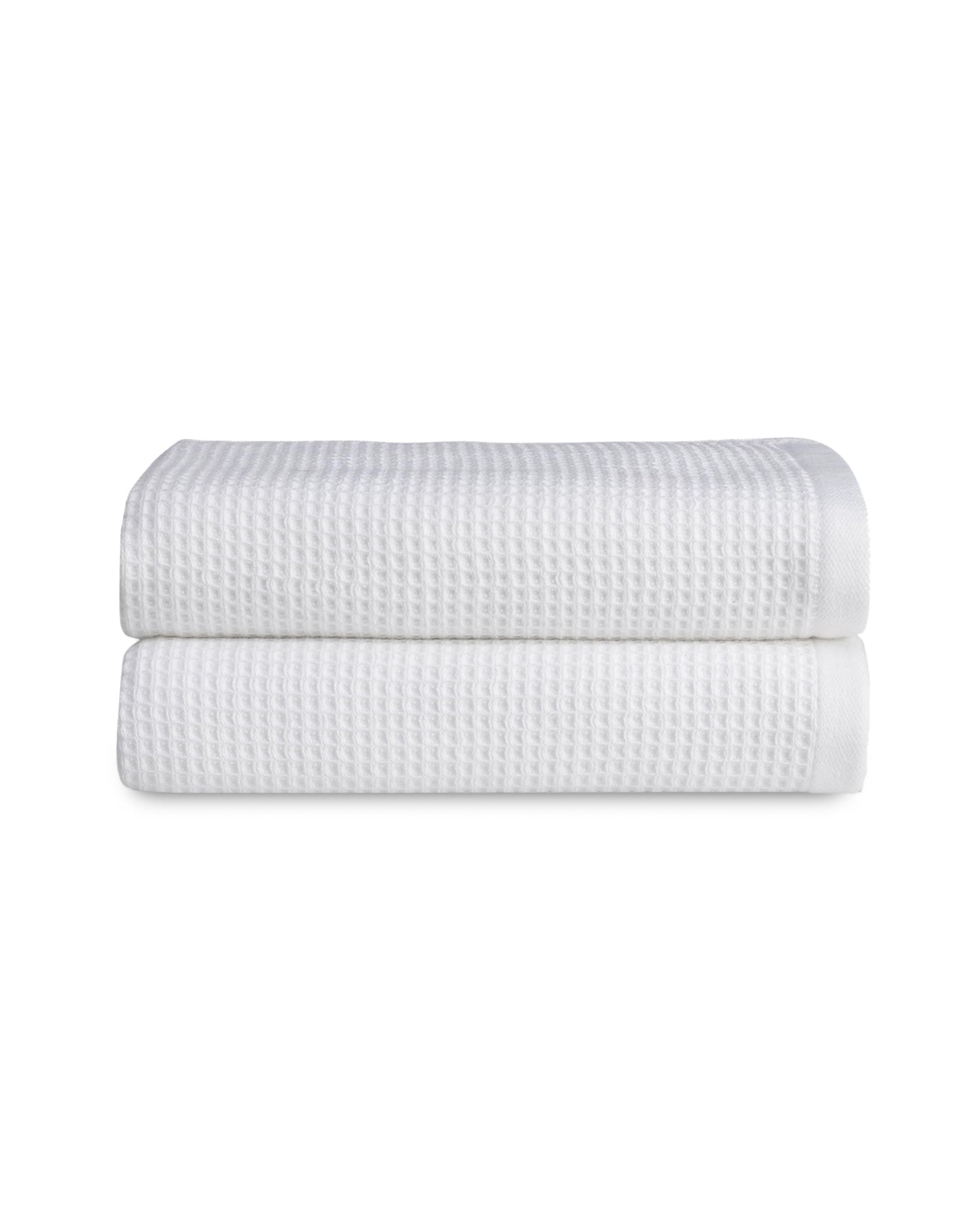 Premium Soft White Waffle Weave Hand Towels - 100% Organic Bamboo - Ultra Absorbent & Quick Dry - Perfect for Bathroom, Kitchen & Spa Use