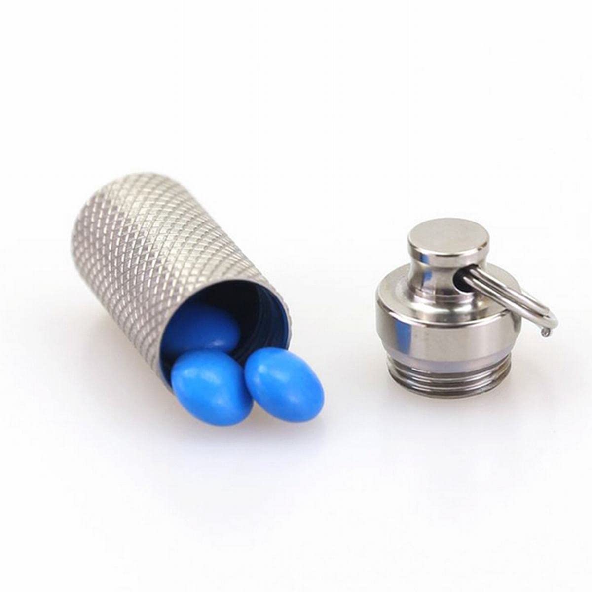 Portable Waterproof Mini Pill Case Box - Travel Medicine Organizer for Vitamins & Emergency Pills | Compact Silver Container for Outdoor, Hiking, Camping & Daily Use