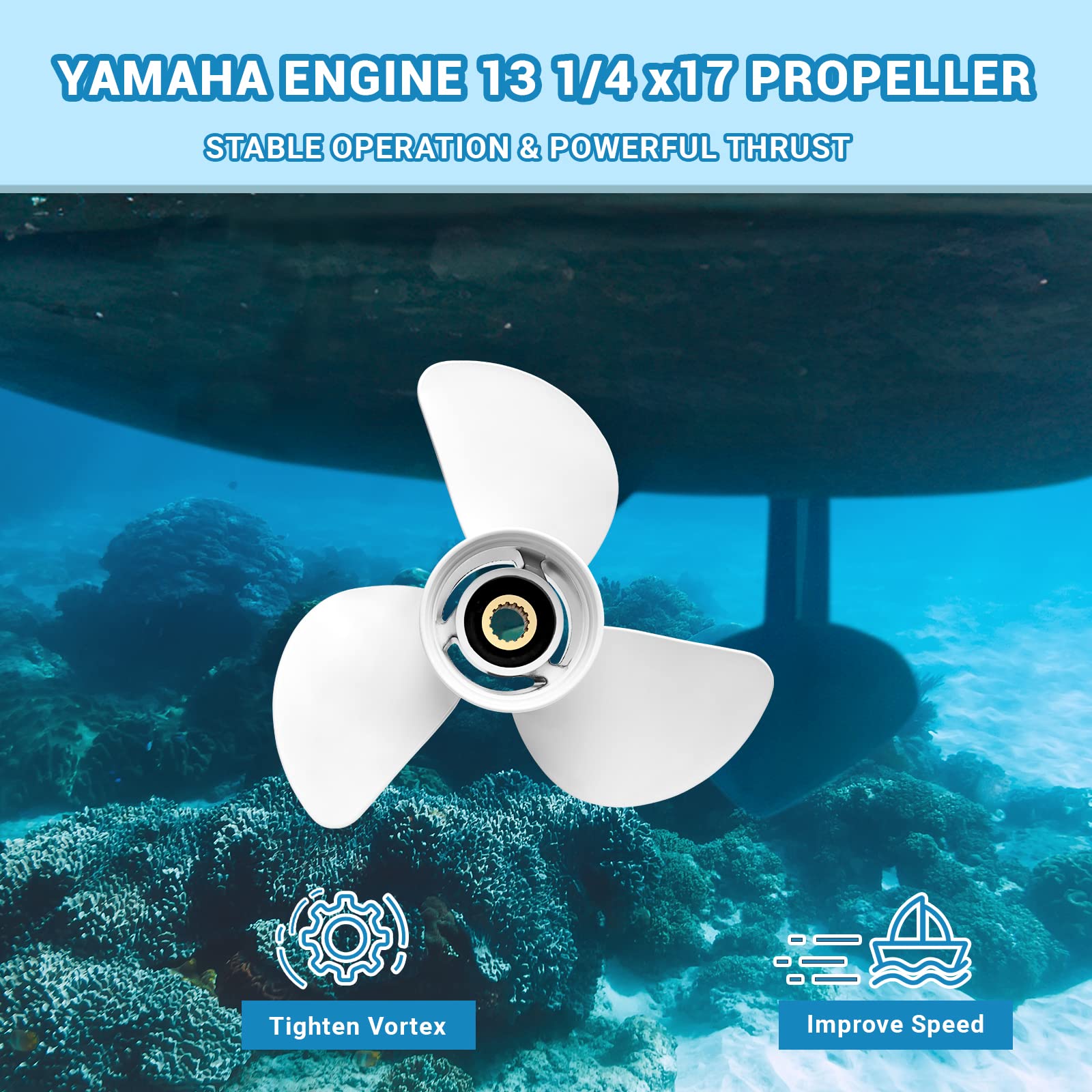 Yamaha Outboard Propeller 13 1/4 x17 Pitch - Compatible with 60HP to 130HP Engines (60HP, 70HP, 75HP, 80HP, 85HP, 90HP, 115HP, 130HP) - Perfect for Boating, Fishing & Marine Activities