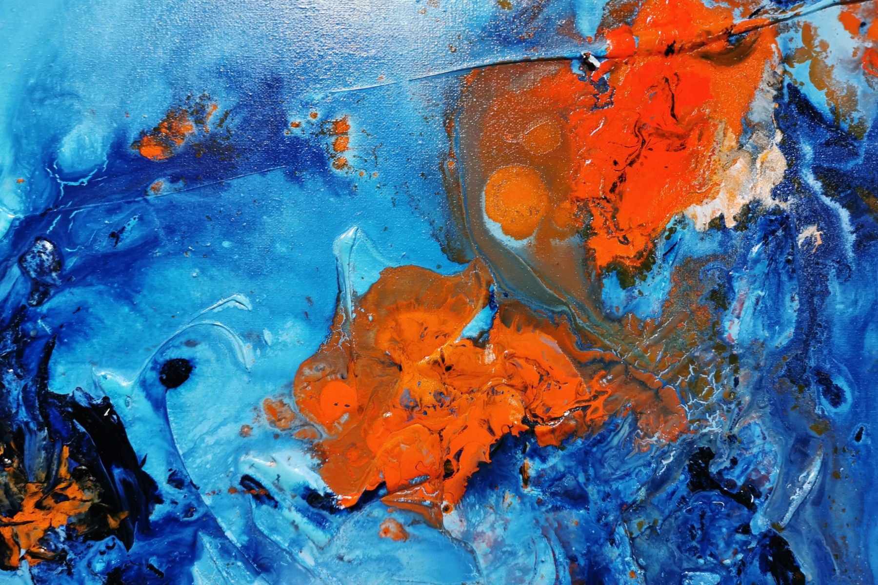 Midday Sunrise 160cm x 100cm Blue Orange Textured Abstract Canvas Art - Modern Wall Decor for Living Room, Bedroom & Office