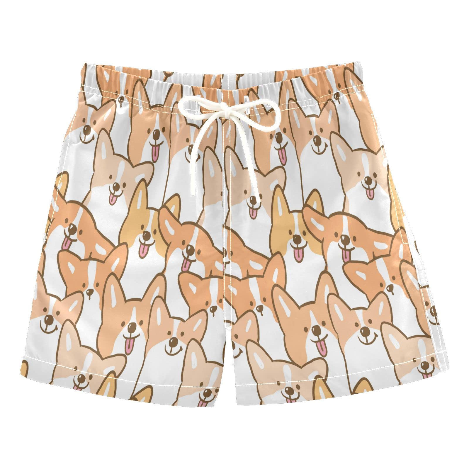 **Orange Corgi Dog Swim Trunks for Boys - Toddler Beach Board Shorts, Kids Swimsuit 3T - Perfect for Pool, Beach & Summer Water Play**