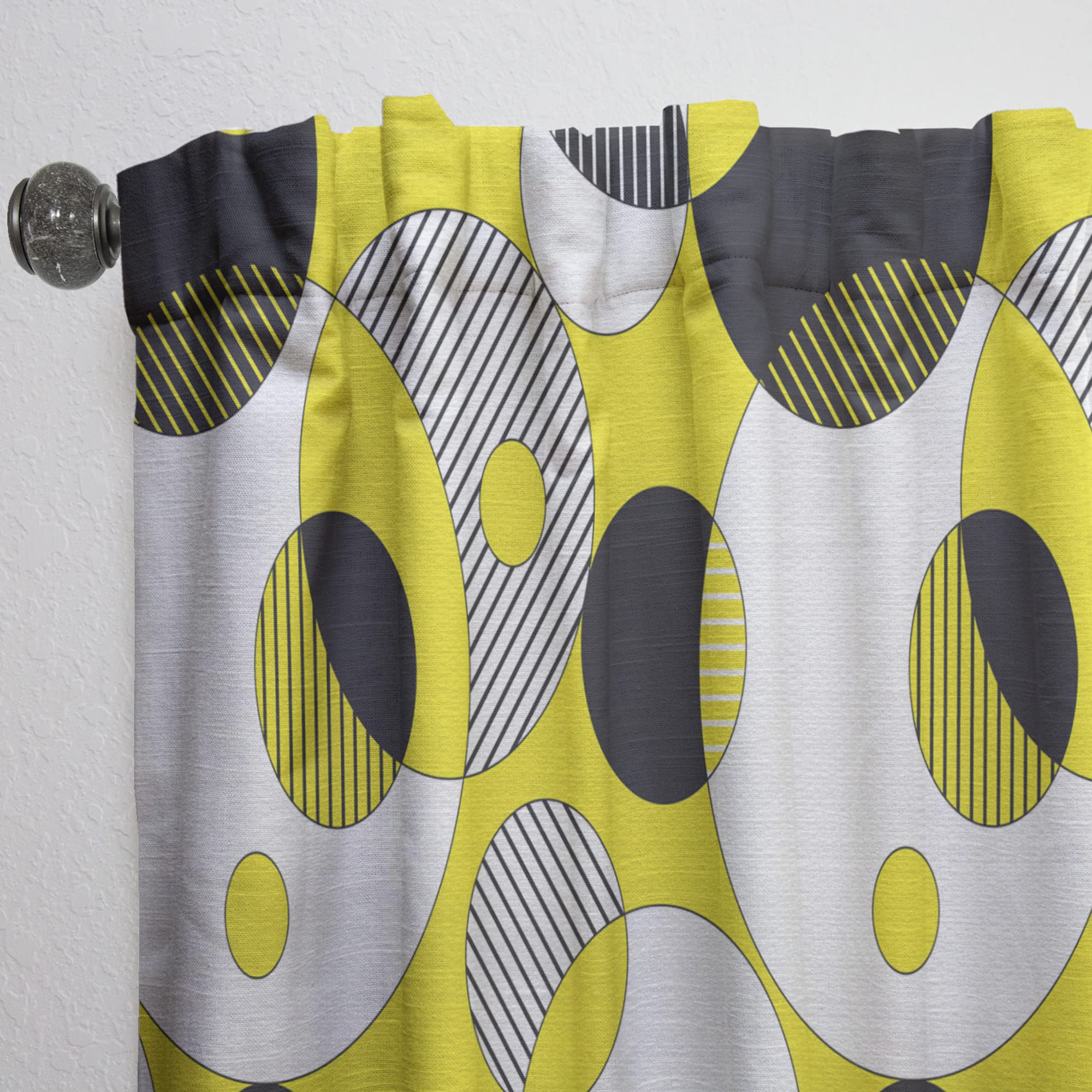 DesignQ Circular Abstract Retro Geometric Thermal Insulated Curtains - Single Panel 52x120 - Elegant Window Treatment for Bedroom & Living Room | Perfect for Home Decor, Privacy & Energy Efficiency