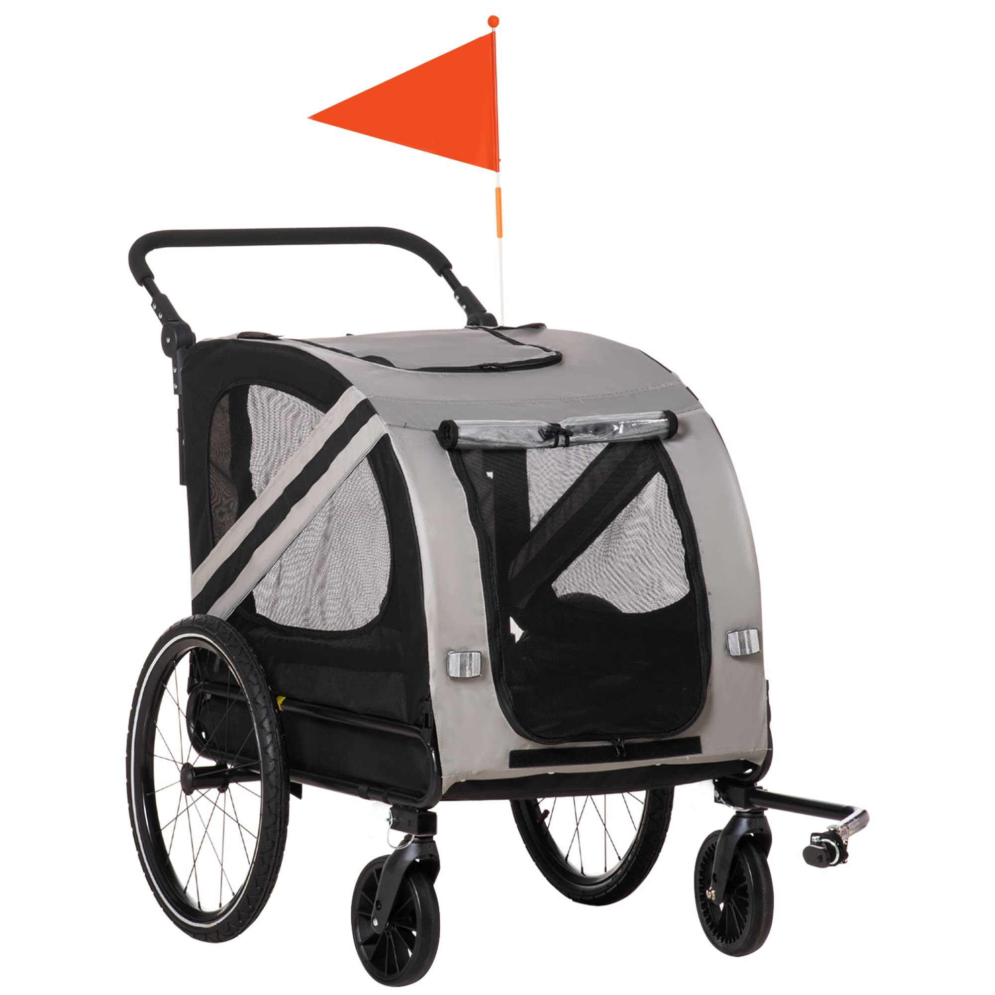 Aosom 2-in-1 Pet Bike Trailer for Small Dogs & Cats - High Visibility Bicycle Stroller with Weatherproof Cover - Convertible Bike Wagon & Sidecar Attachment for Outdoor Adventures, Park Visits & Daily Commutes