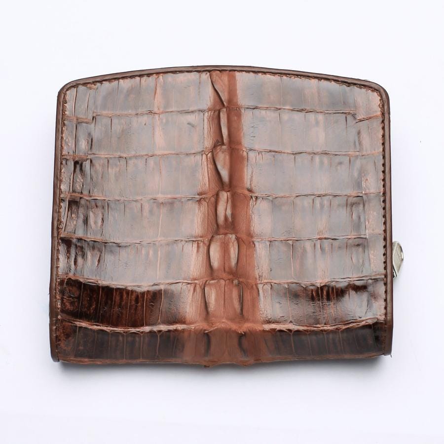 Two-Tone Brown Crocodile Leather Women's Wallet - Stylish & Durable Ladies Billfold for Everyday Use, Travel & Gift Giving