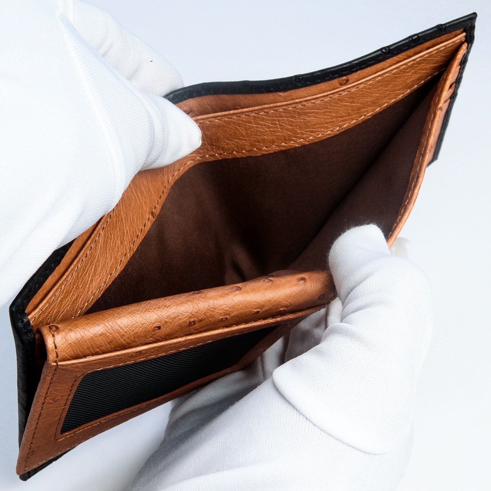 Genuine Ostrich Leather Wallet for Men - Premium Black & Brown Exotic Skin - Perfect for Everyday Carry, Travel & Business (Gift Ready)