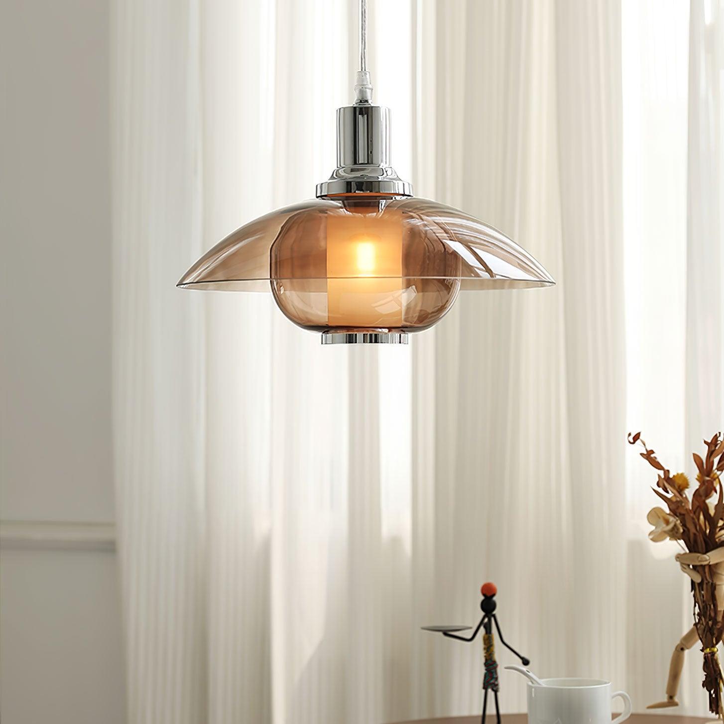 Modern UFO Flying Saucer Chrome Pendant Light - Sleek Ceiling Hanging Lamp for Kitchen Island, Dining Room & Bedroom Lighting Decor