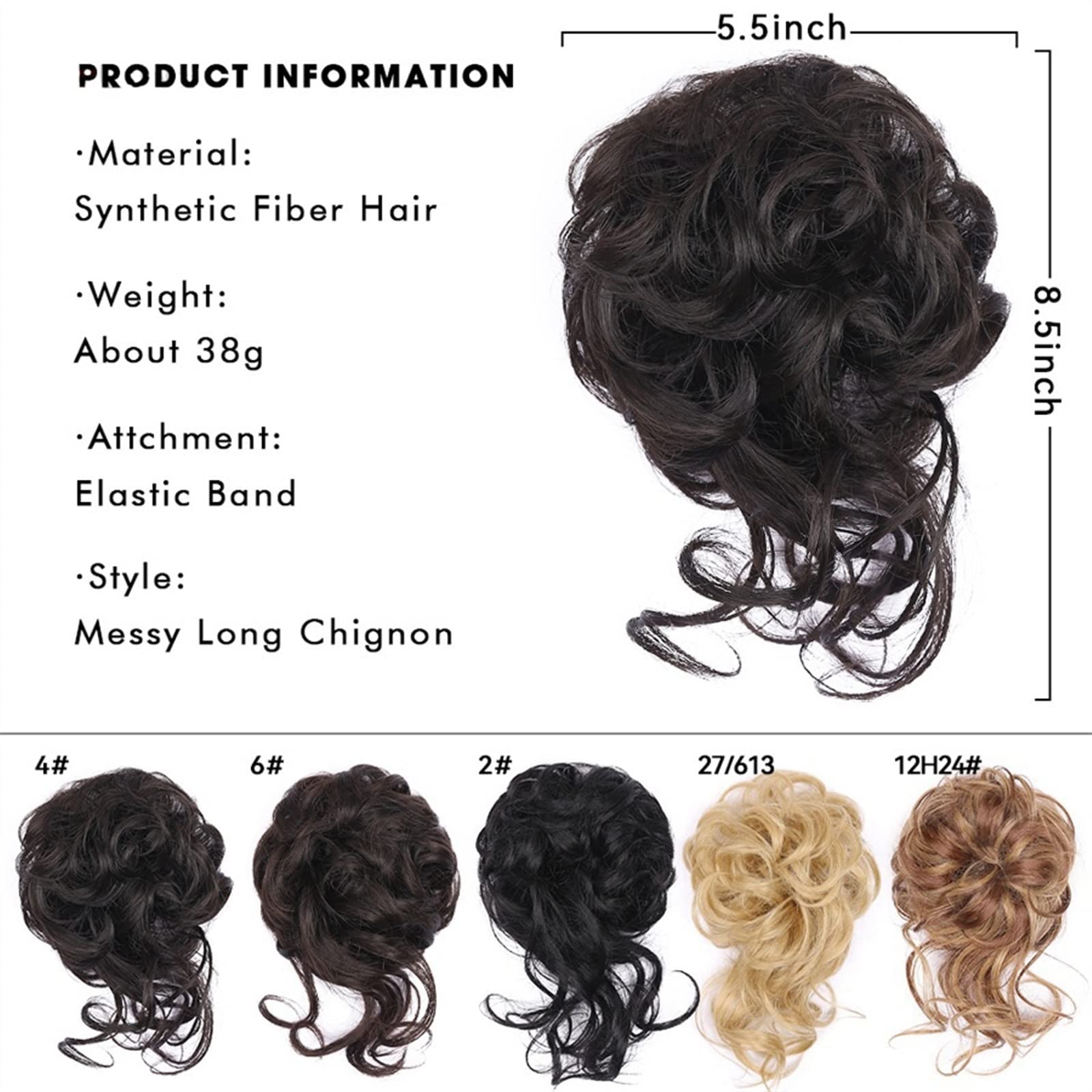 Clip in Claw Chignon Hair Piece - Long Wavy Tousled Updo Ponytail Extension with Elastic Bands - Messy Bun Scrunchle for Women - Perfect for Parties, Weddings & Everyday Styling (Choose Your Color)