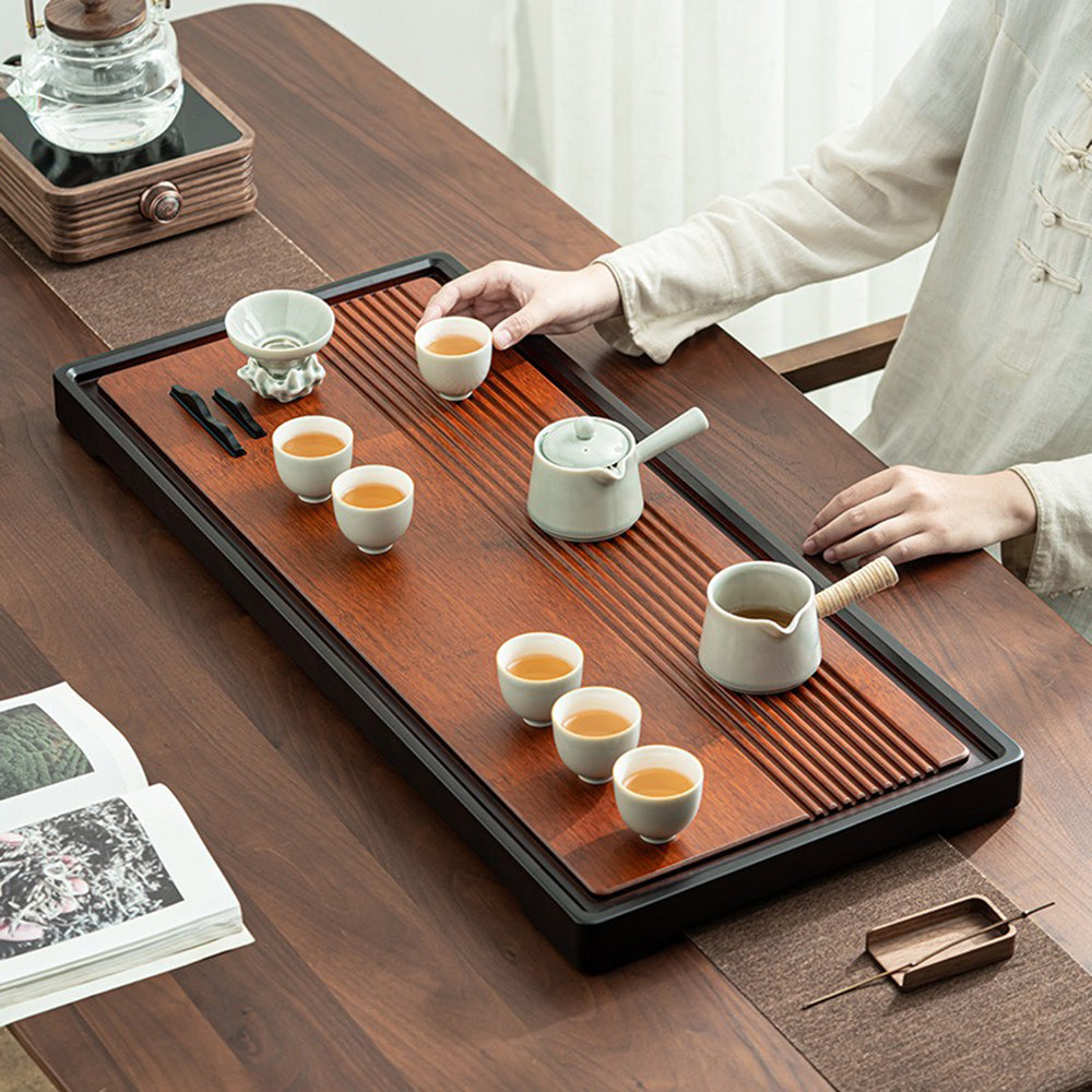 Premium Heavy Bamboo Tea Tray - Handcrafted Chinese Gongfu Tea Ceremony Set - Perfect for Tea Brewing, Zen Meditation & Home Decor