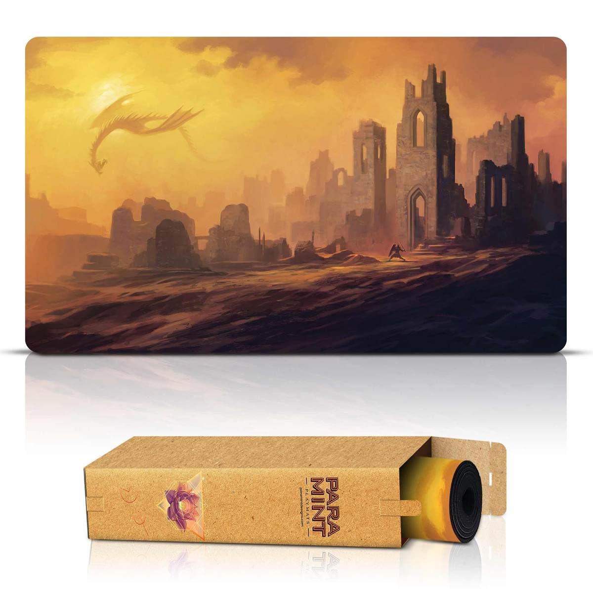 Andreas Rocha Stitched MTG Playmat - Dragon's Lair Design for Magic The Gathering, YuGiOh & TCG Games - Premium Gaming Accessories for Card Game Enthusiasts | Perfect for Tournaments, Casual Play & Collectors