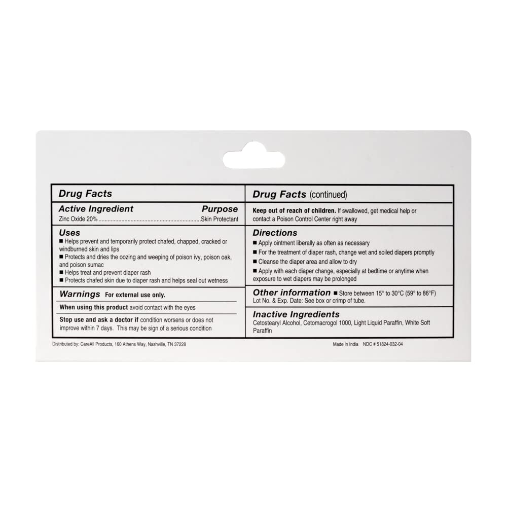 CareAll 20% Zinc Oxide Diaper Rash Cream - Skin Protectant Ointment for Babies (3-Pack, 2oz Each) | Treats & Prevents Diaper Rash, Soothes Chafed Skin & Creates Moisture Barrier | Ideal for Daily Baby Care, Diaper Changes & Sensitive Skin Protection