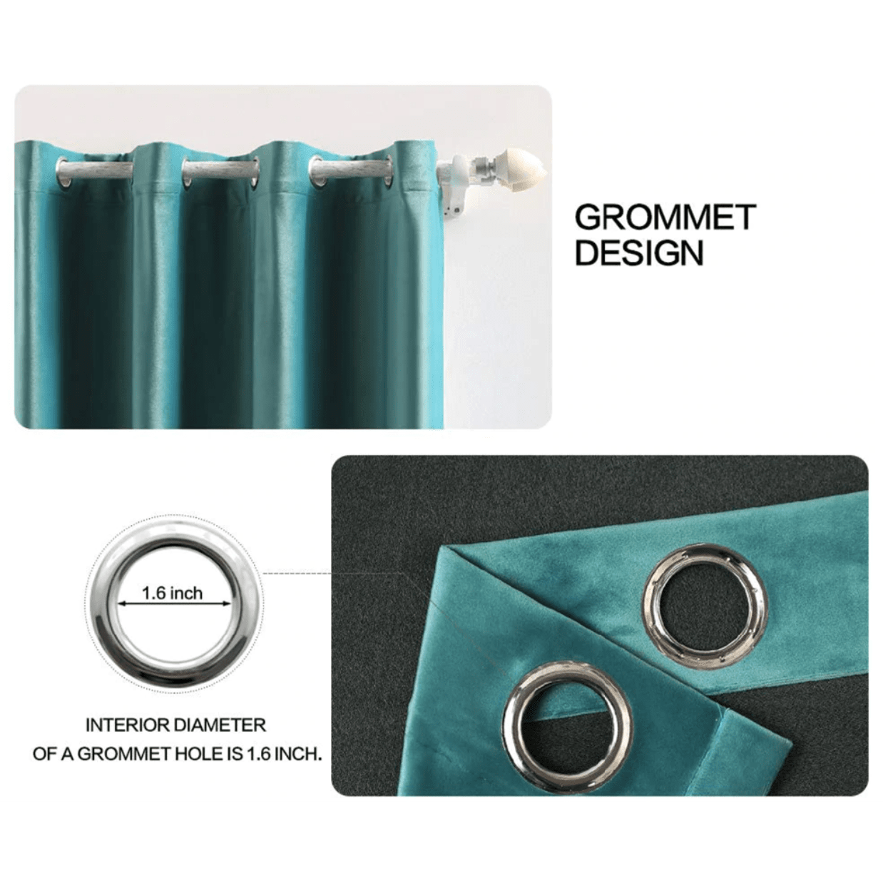 Brittany Velvet Plain Curtains Light Teal - Soft Luxurious Window Drapes for Living Room & Bedroom Blackout Treatment