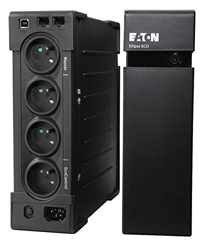 Eaton Ellipse ECO 800 USB FR - 800VA Offline UPS with 4 French Outlets, Surge Protection & Battery Backup - USB Interface (Cable Included) - Black - Ideal for Home Office, PC, Router & Network Equipment Protection