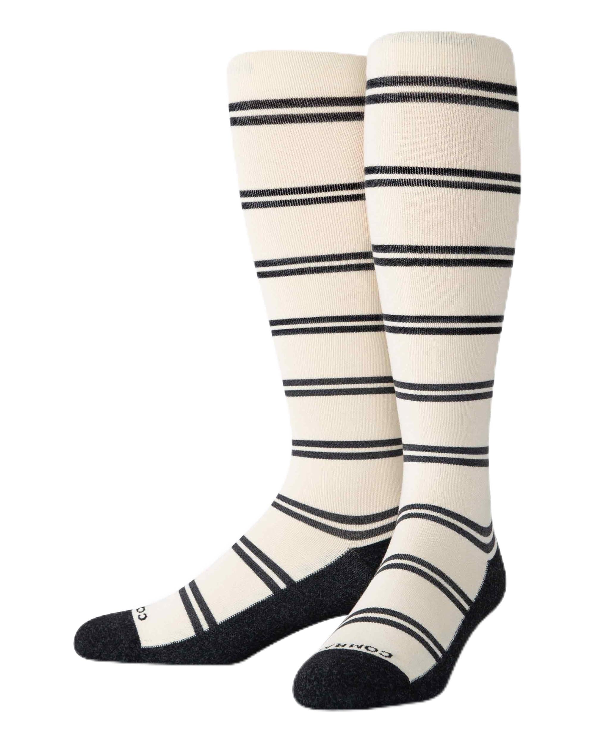 Comrad CloudCotton Knee High Compression Socks 15-20mmHg - Breathable Combed Cotton Support Socks for Women & Men - Perfect for Running, Travel & Circulation Support