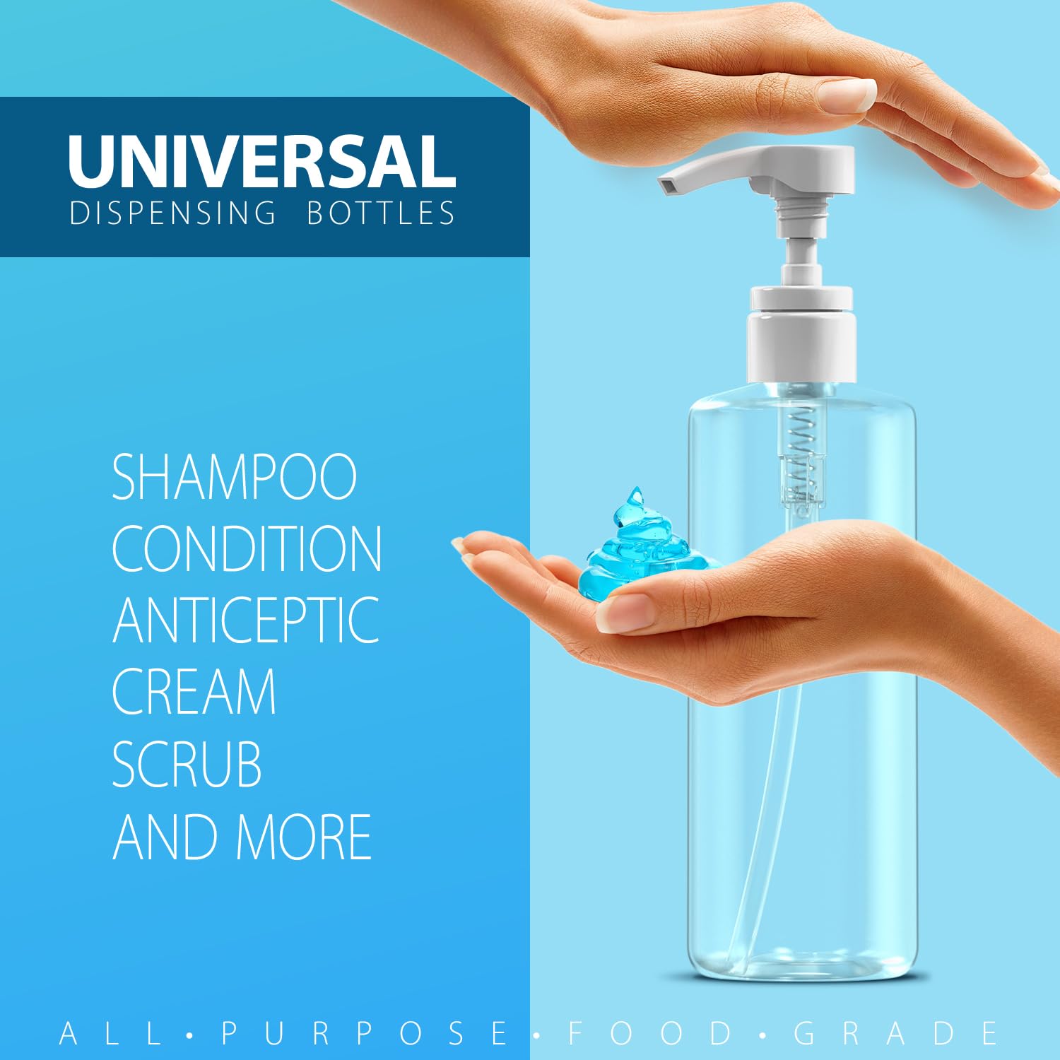 Bar5F 16-Oz Empty Plastic Shampoo & Conditioner Pump Bottles - BPA-Free, Crystal Clear Refillable Containers for Lotion, Body Wash, Liquid Soap - Perfect for Bathroom, Shower, Guest Room & Travel - 3-Pack