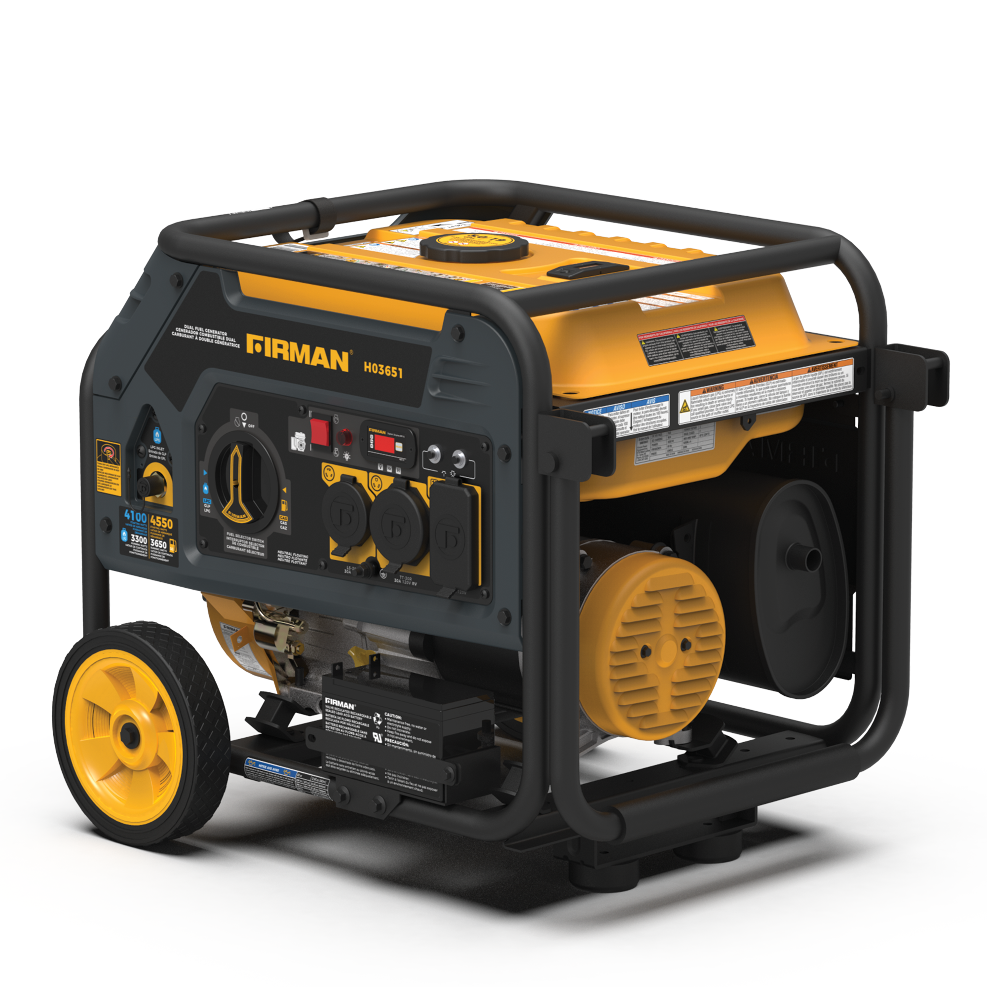 4550W Dual Fuel Portable Generator with Electric Start - 120V for Camping, RV, Home Backup & Outdoor Power Needs