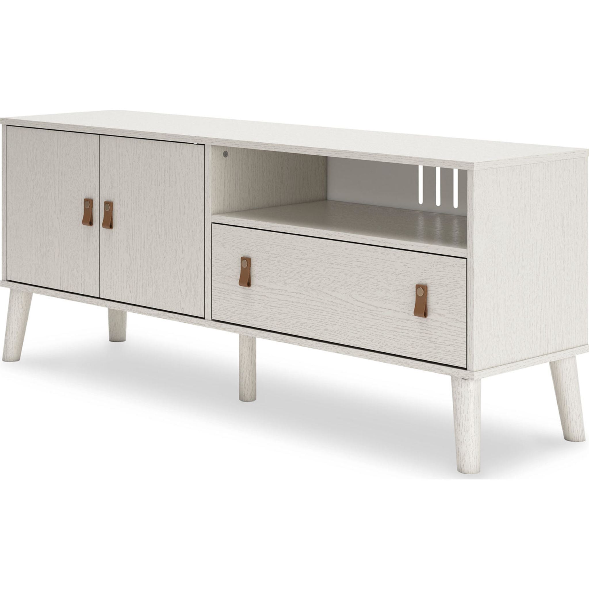 Aprilyn Modern TV Stand for Living Room - White, Sturdy Wooden Entertainment Center with Storage Shelves for Flat Screen TVs up to 65