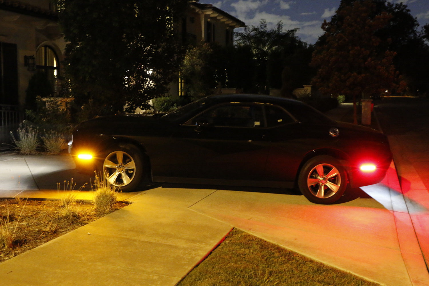 Clear Lens Front Amber Rear Red LED Side Marker Lights for 2015-2024 Dodge Challenger - Enhanced Visibility & Style for Night Driving & Custom Car Upgrades