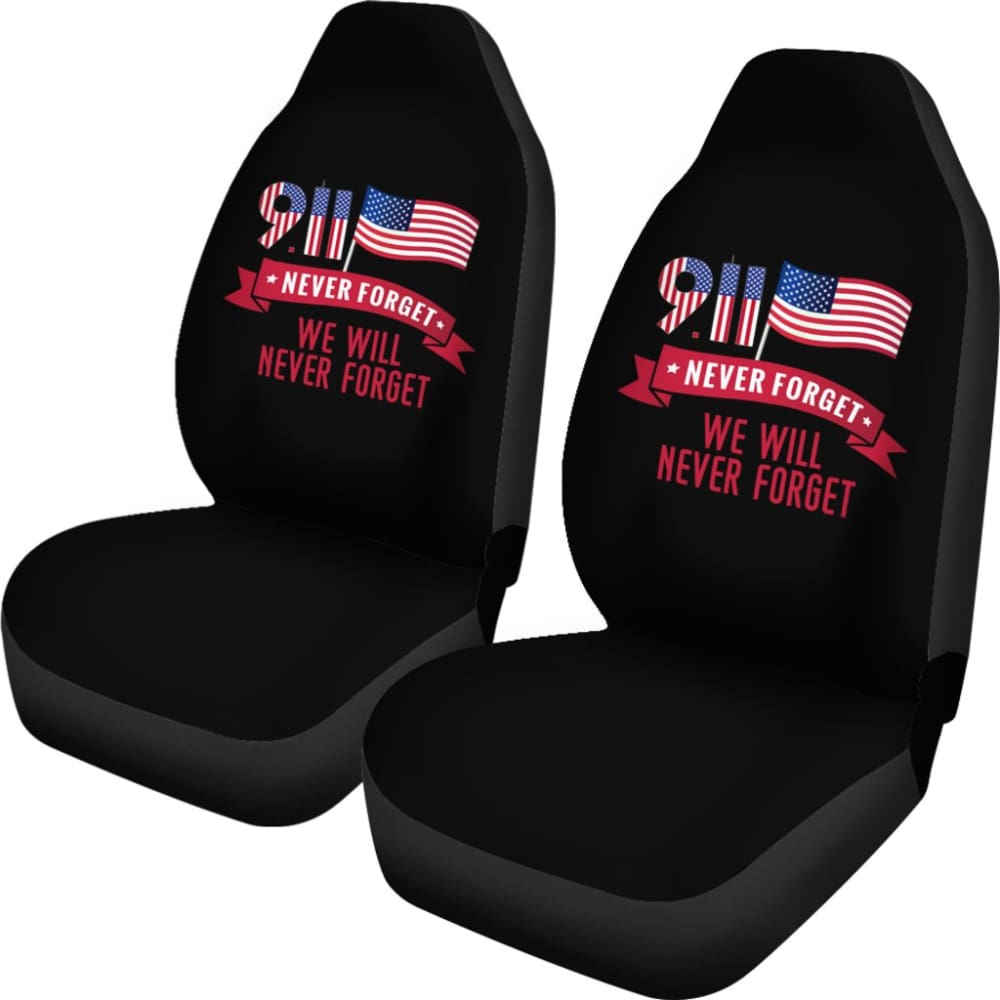 Premium 09.11 Memorial Car Seat Covers - Patriotic Tribute Gift for Vehicles - Perfect for American Flag-Themed Cars, Trucks & SUVs (Model 210305)